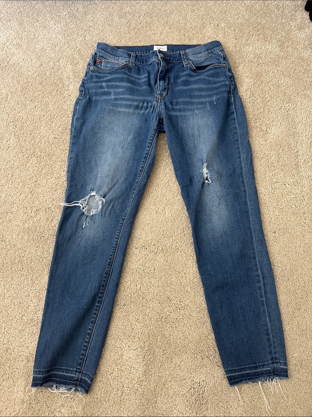 Hudson Jeans Distressed Dark Blue Boyfriend Jeans